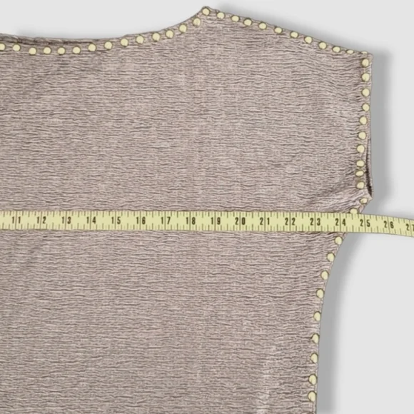 VINTAGE 80's SMITH & SMITH NYC Studded Shift Dress Small Mini Textured Crinkled - Picture 11 of 16